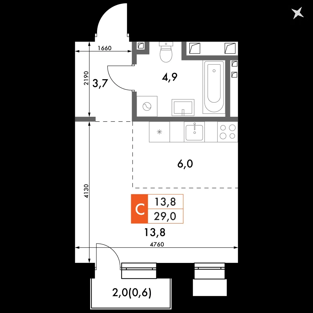 Студия, 29 м² — 5 147 651 ₽