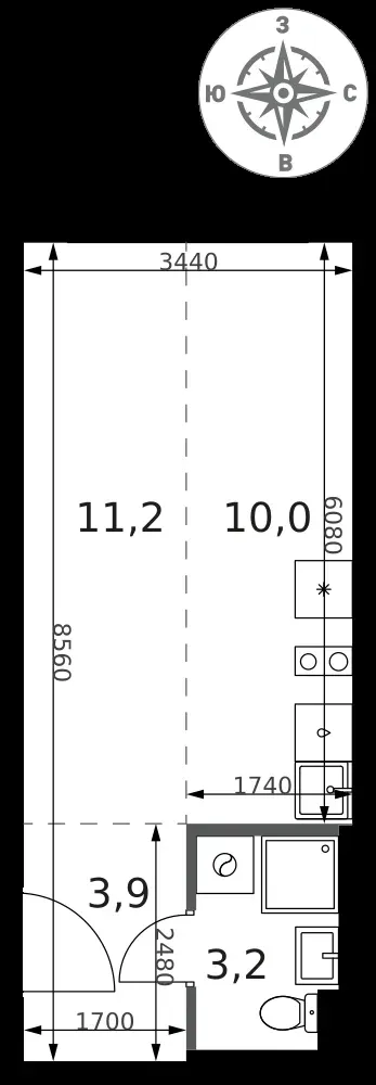 Студия, 28,3 м² — 12 510 241 ₽