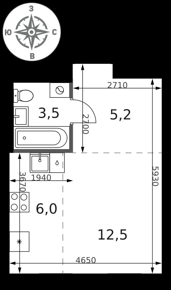 Студия, 27,2 м² — 13 073 762 ₽