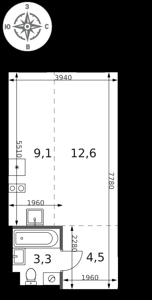 Студия, 29,5 м² — 12 717 509 ₽