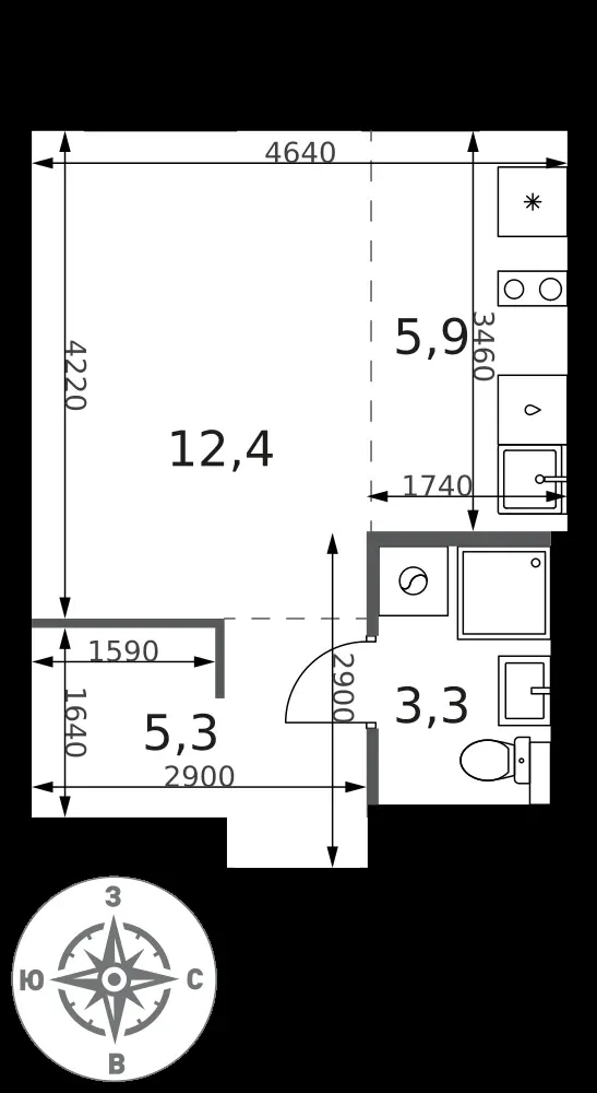 Студия, 26,9 м² — 13 130 509 ₽