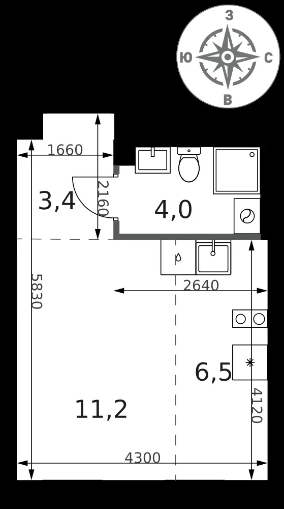 Студия, 25,1 м² — 12 166 347 ₽