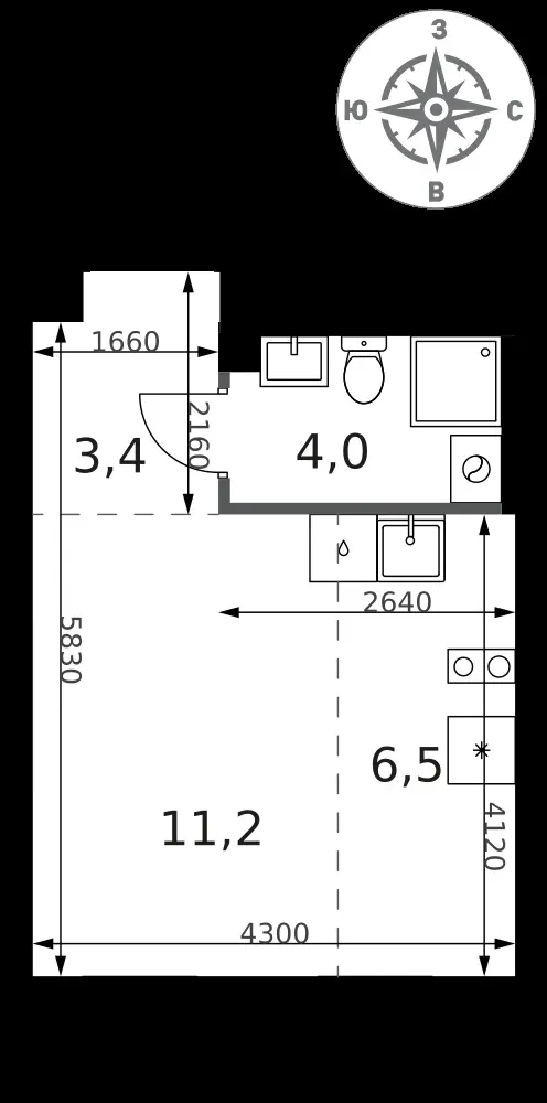 Студия, 25,1 м² — 12 205 001 ₽