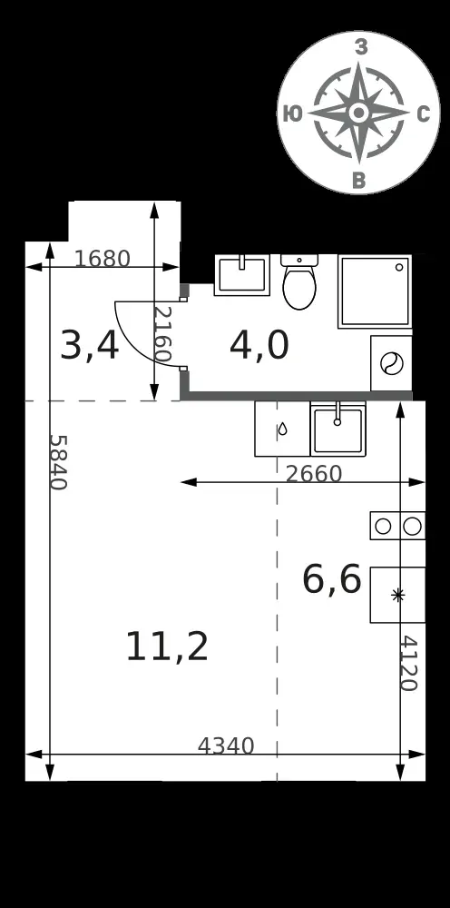 Студия, 25,2 м² — 12 273 030 ₽