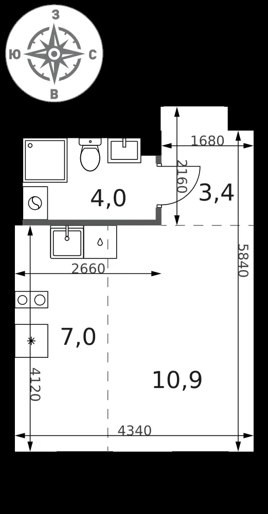 Студия, 25,3 м² — 12 321 733 ₽