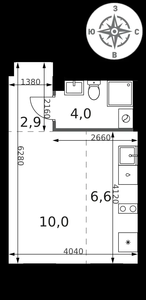 Студия, 23,5 м² — 11 897 463 ₽