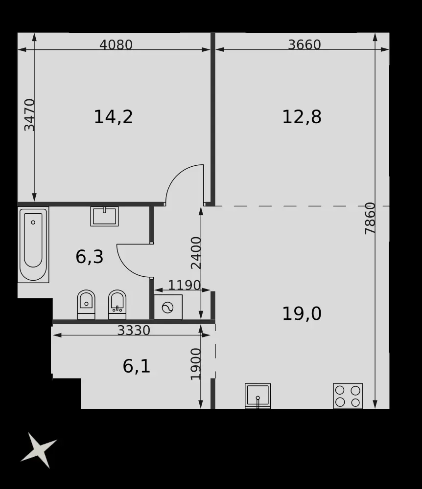 2-комнатная, 58,4 м² — 68 736 800 ₽