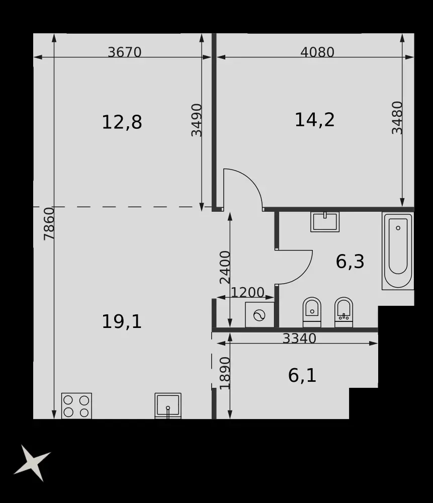 2-комнатная, 58,5 м² — 69 205 500 ₽