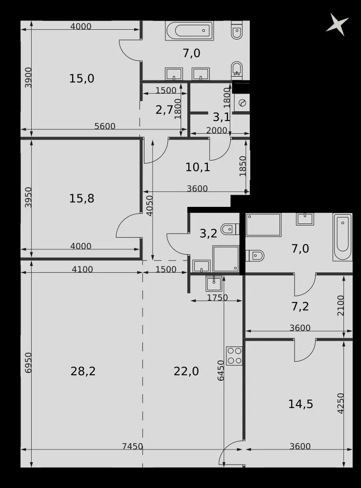 4-комнатная, 135,8 м² — 137 785 396 ₽