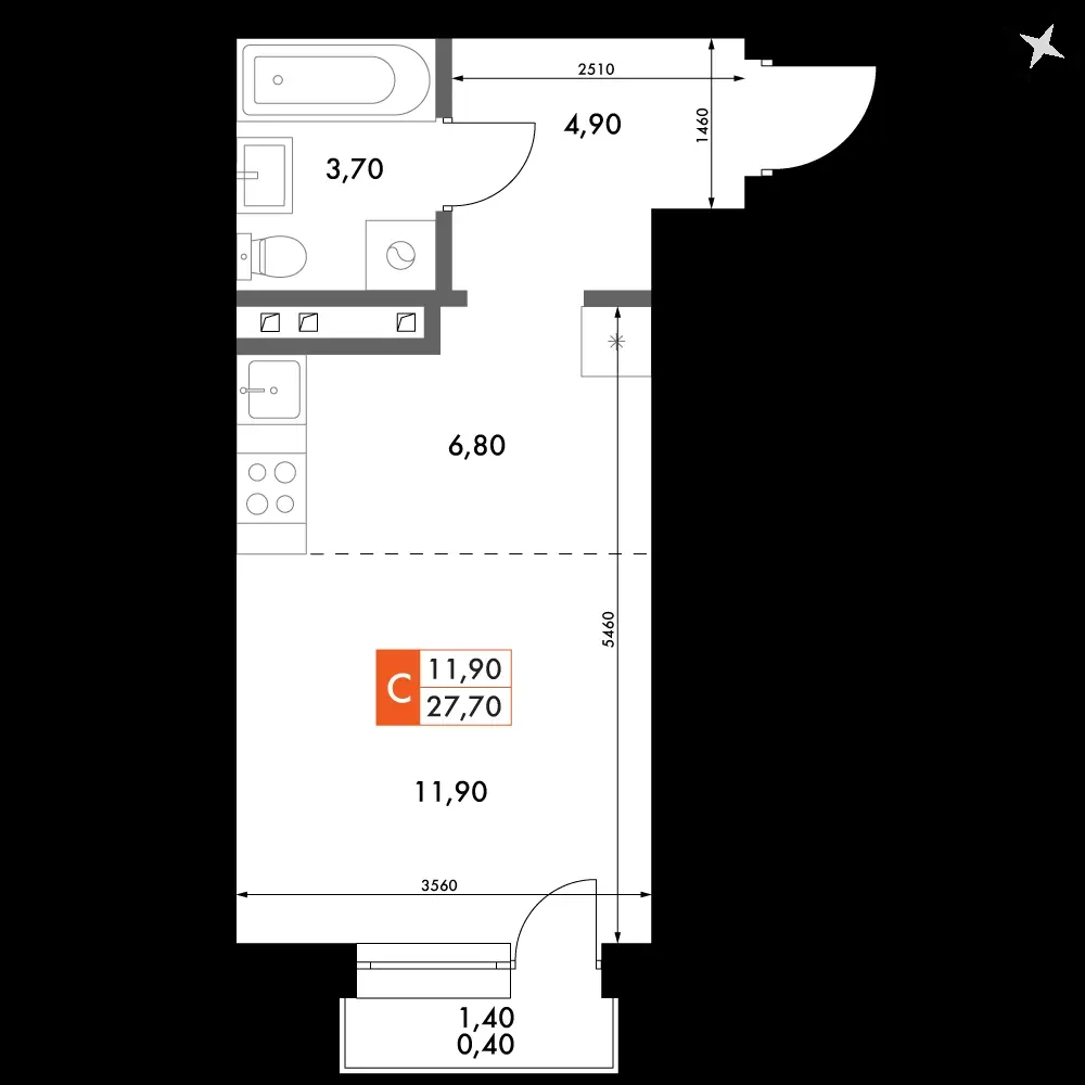 Студия, 27,7 м² — 5 133 785 ₽