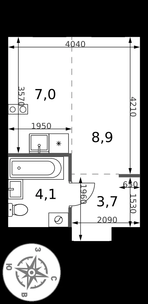 Студия, 23,7 м² — 12 582 188 ₽