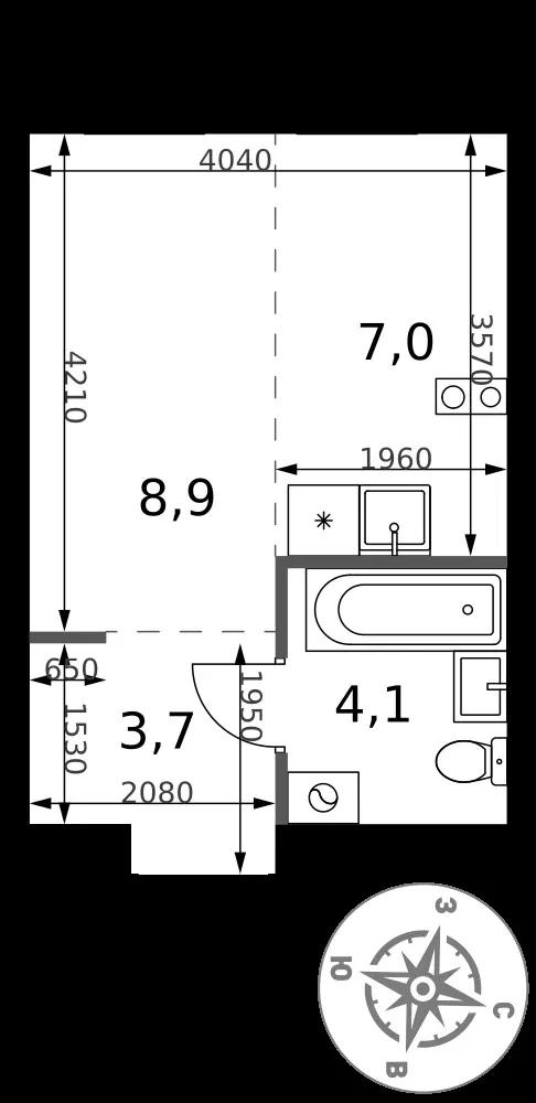 Студия, 23,7 м² — 12 733 157 ₽