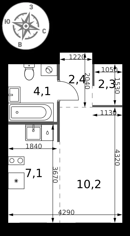 Студия, 26,1 м² — 12 002 085 ₽