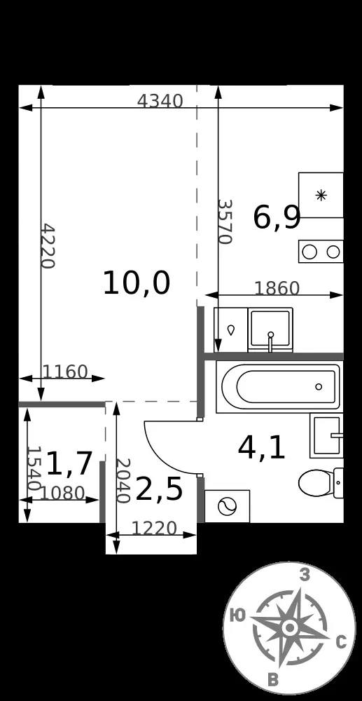 Студия, 25,2 м² — 11 853 828 ₽