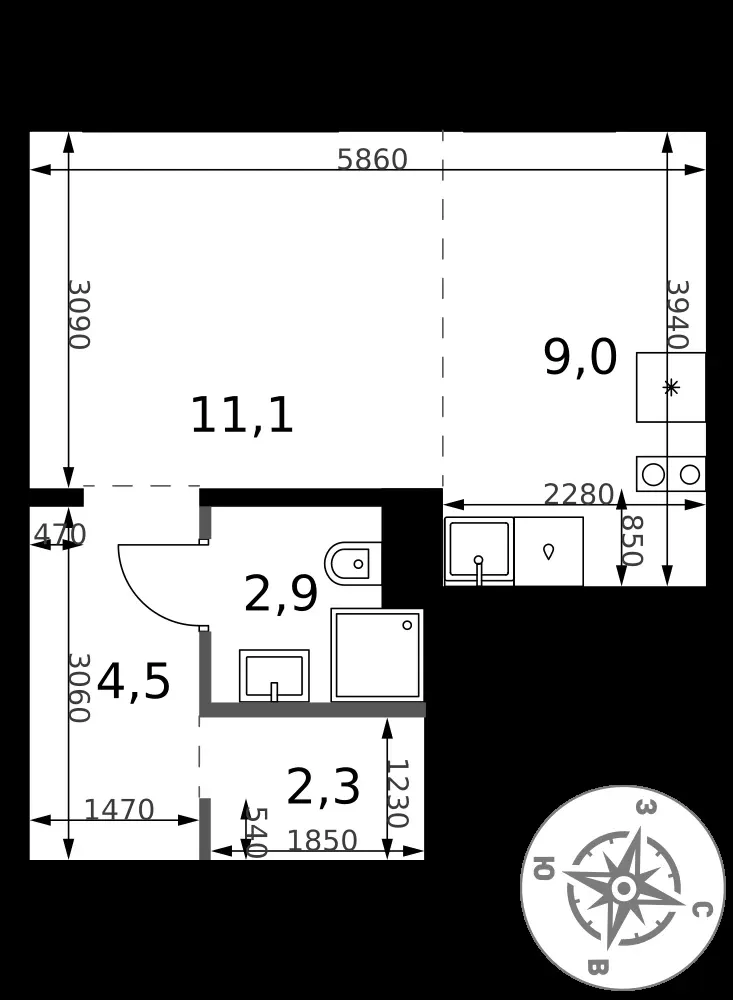 Студия, 29,8 м² — 12 439 563 ₽