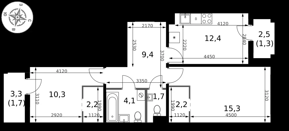 2-комнатная, 60,6 м² — 20 598 849 ₽