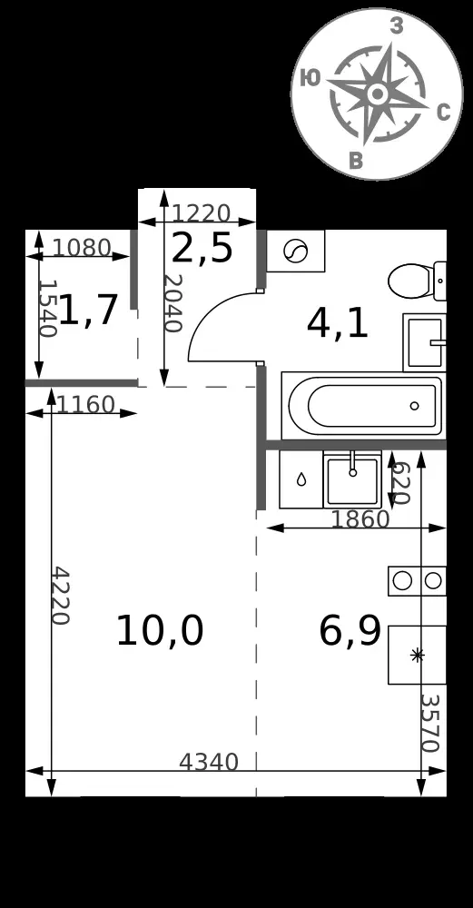 Студия, 25,2 м² — 11 716 740 ₽