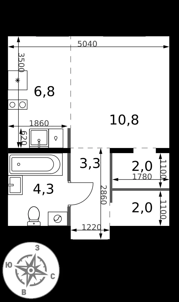 Студия, 29,2 м² — 12 050 110 ₽