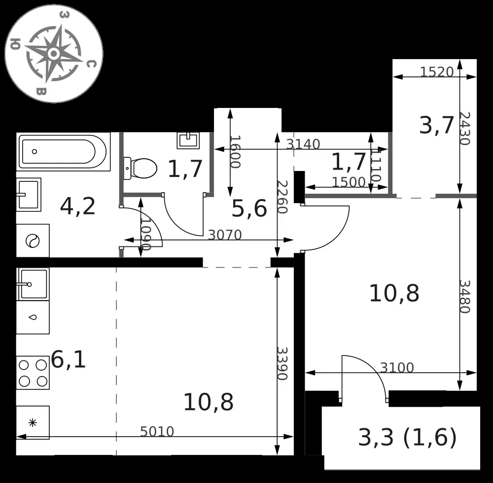 2-комнатная, 46,2 м² — 16 323 846 ₽