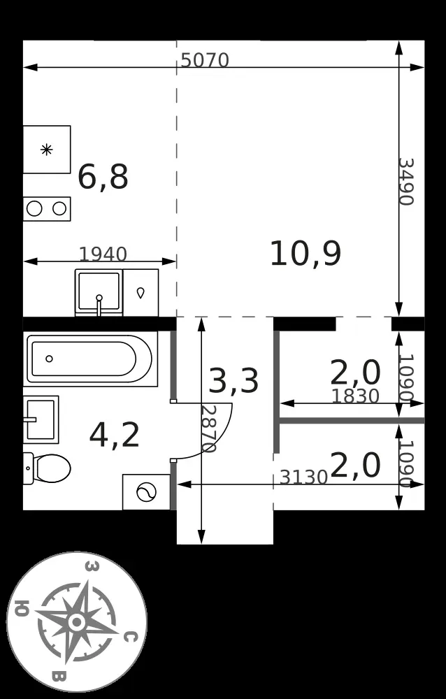 Студия, 29,2 м² — 11 440 443 ₽