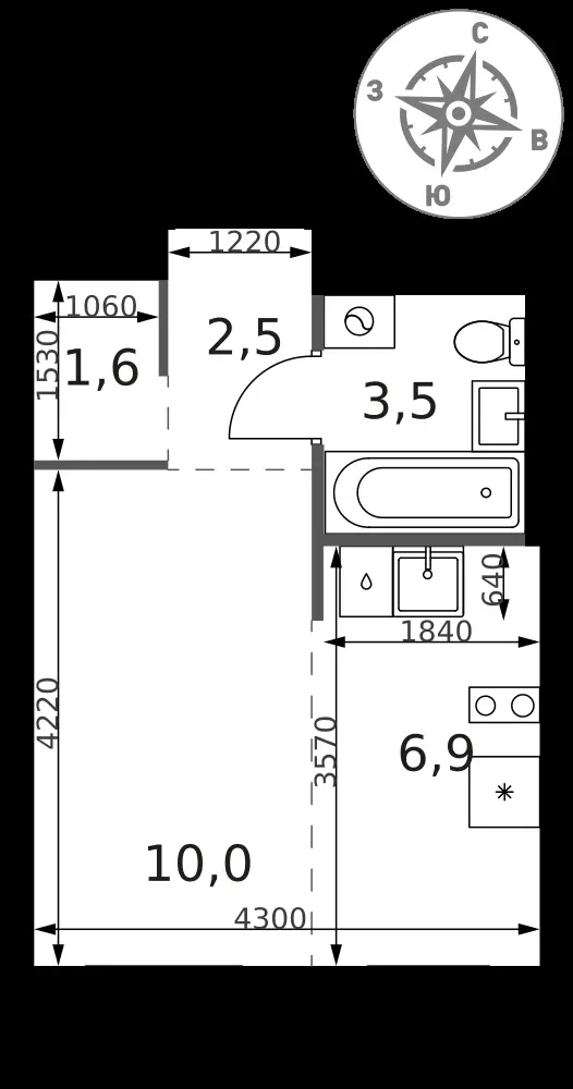 Студия, 24,5 м² — 12 193 038 ₽