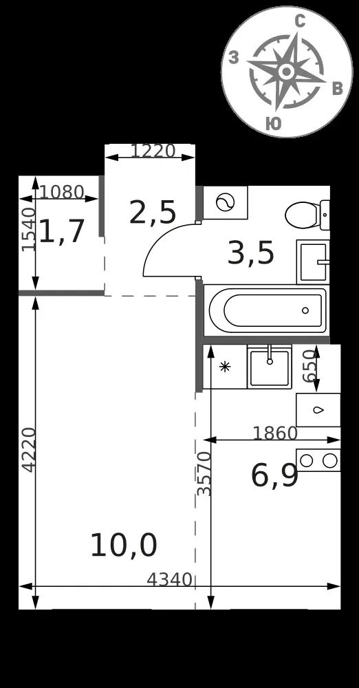Студия, 24,6 м² — 12 315 990 ₽