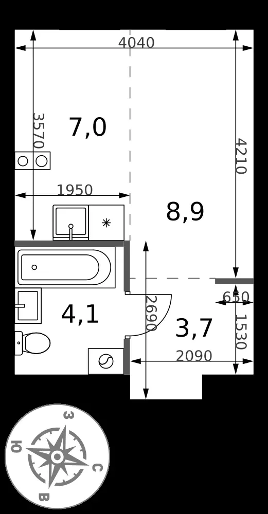 Студия, 23,7 м² — 12 344 951 ₽