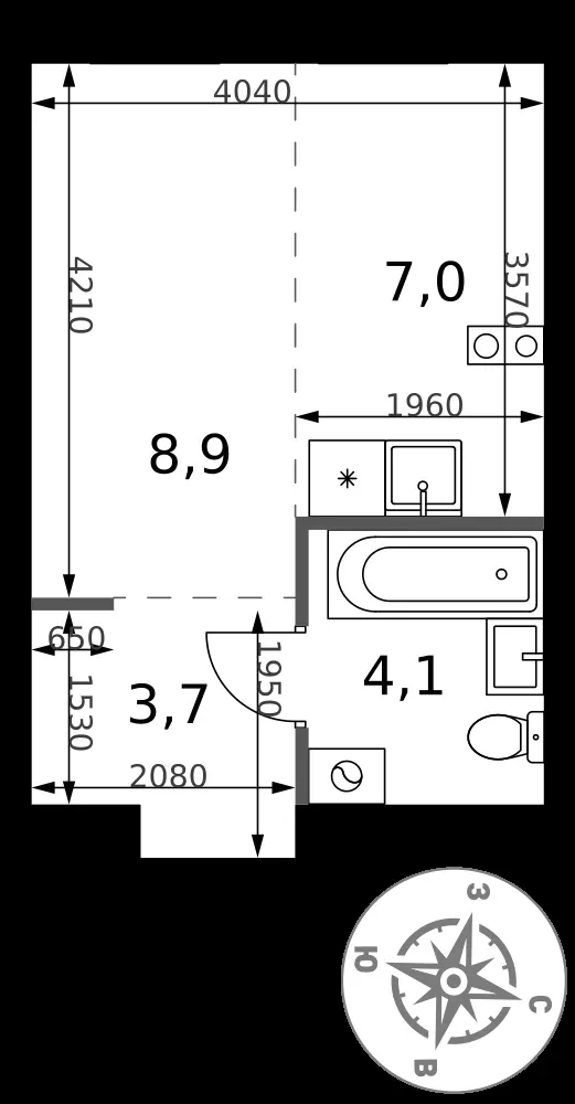 Студия, 23,7 м² — 12 344 951 ₽