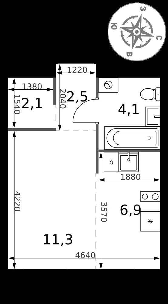 Студия, 26,9 м² — 11 679 711 ₽