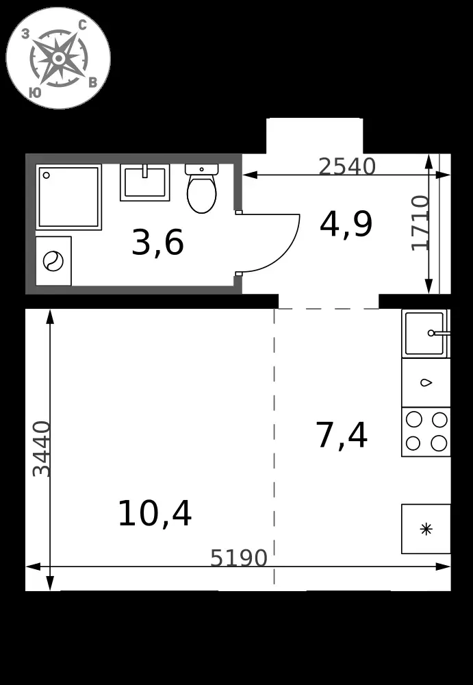 Студия, 26,3 м² — 8 714 189 ₽