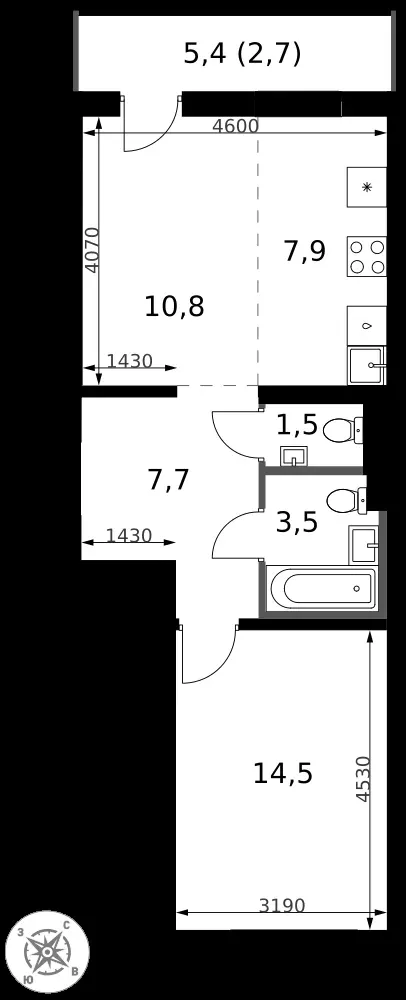 2-комнатная, 48,6 м² — 13 955 004 ₽