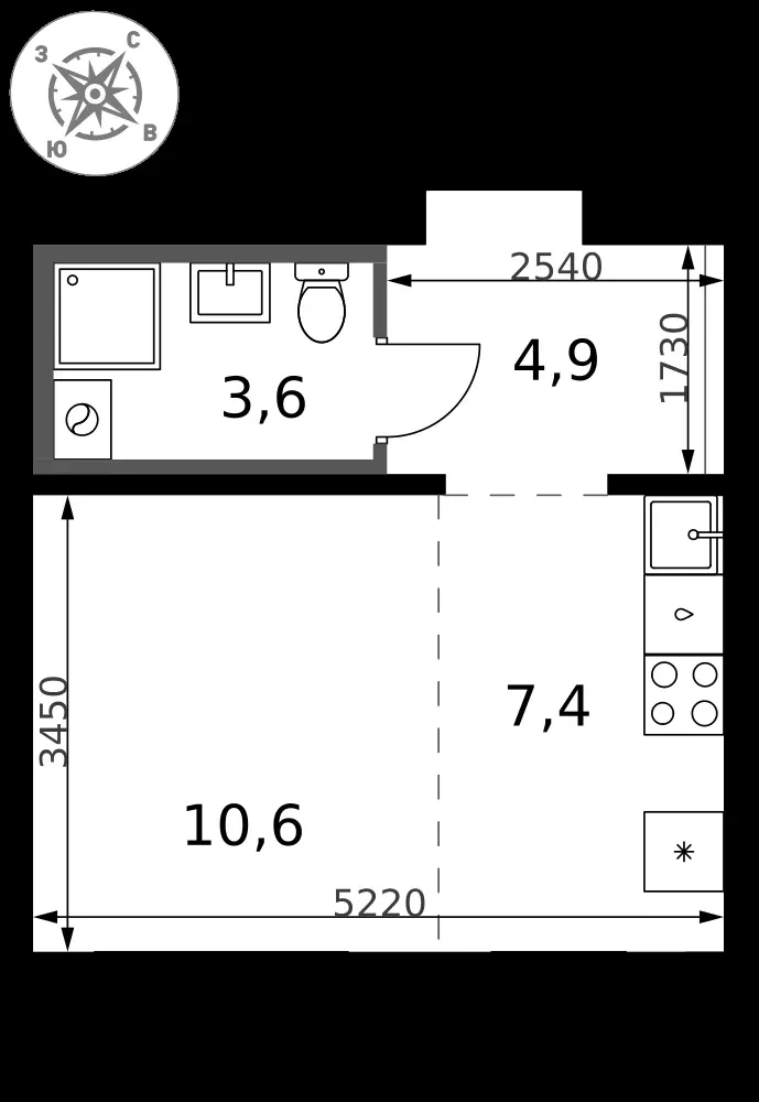 Студия, 26,5 м² — 8 902 516 ₽
