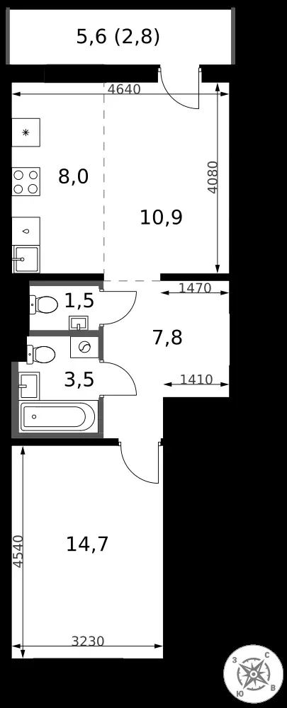 2-комнатная, 49,2 м² — 12 757 954 ₽