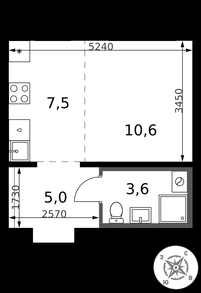 Студия, 26,7 м² — 8 027 729 ₽