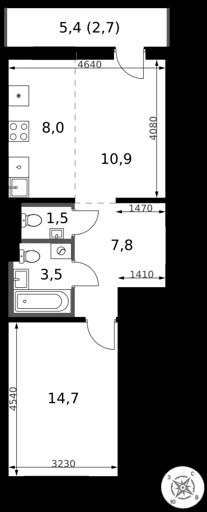 2-комнатная, 49,1 м² — 12 756 082 ₽