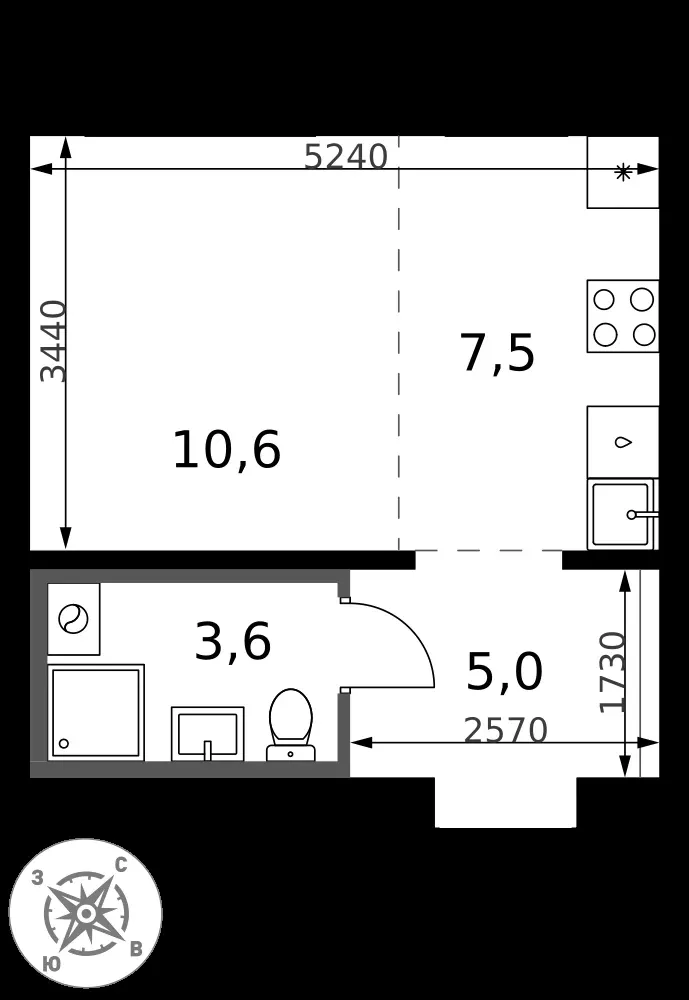 Студия, 26,7 м² — 8 066 978 ₽