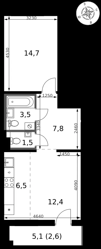2-комнатная, 49 м² — 13 812 120 ₽