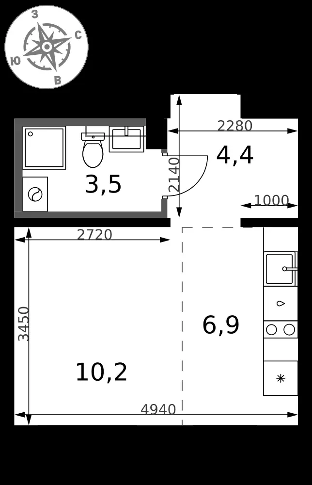 Студия, 25 м² — 8 750 925 ₽