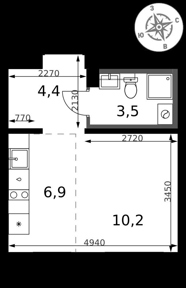 Студия, 25 м² — 8 750 925 ₽