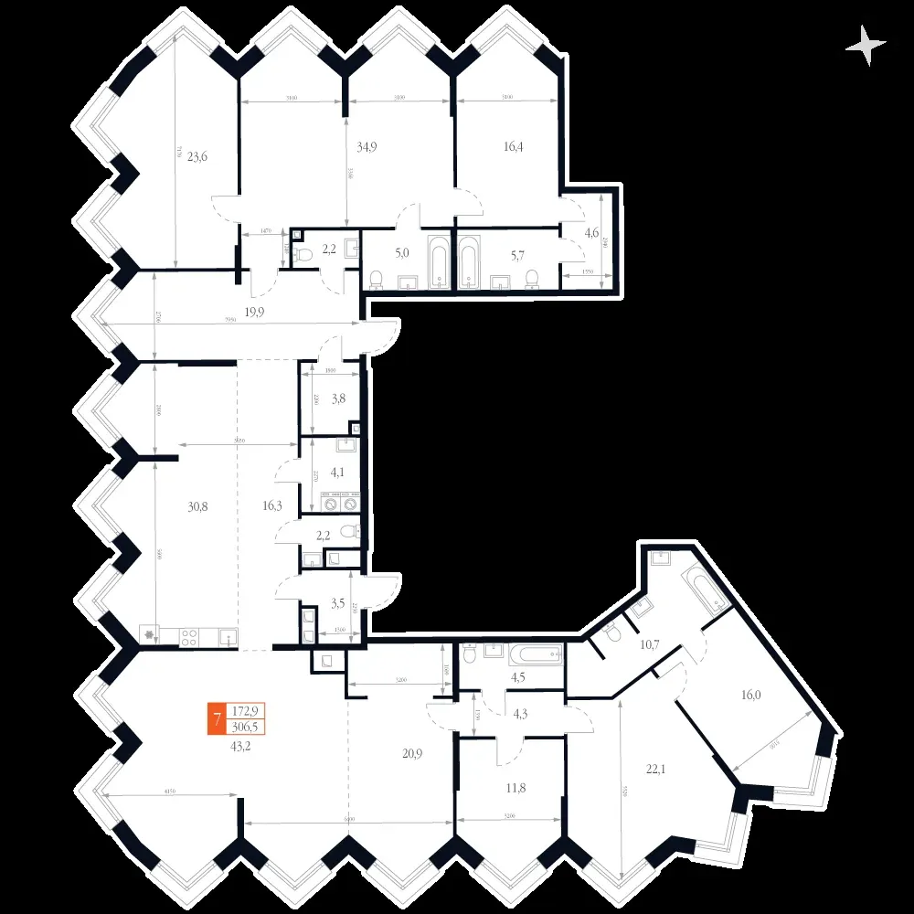 7-комнатная, 306,5 м² — 98 630 444 ₽