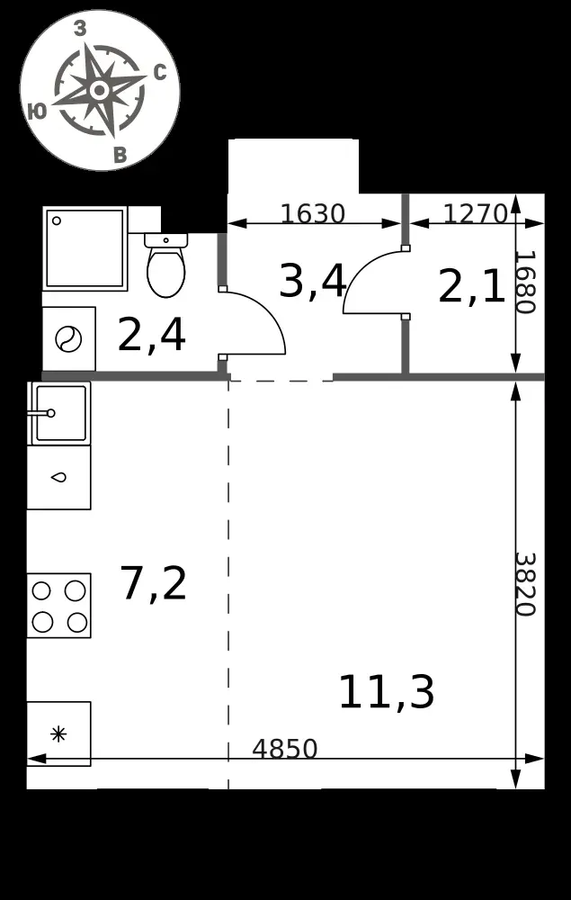Студия, 26,4 м² — 6 752 830 ₽