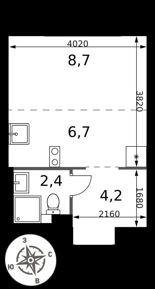 Студия, 22 м² — 5 665 770 ₽