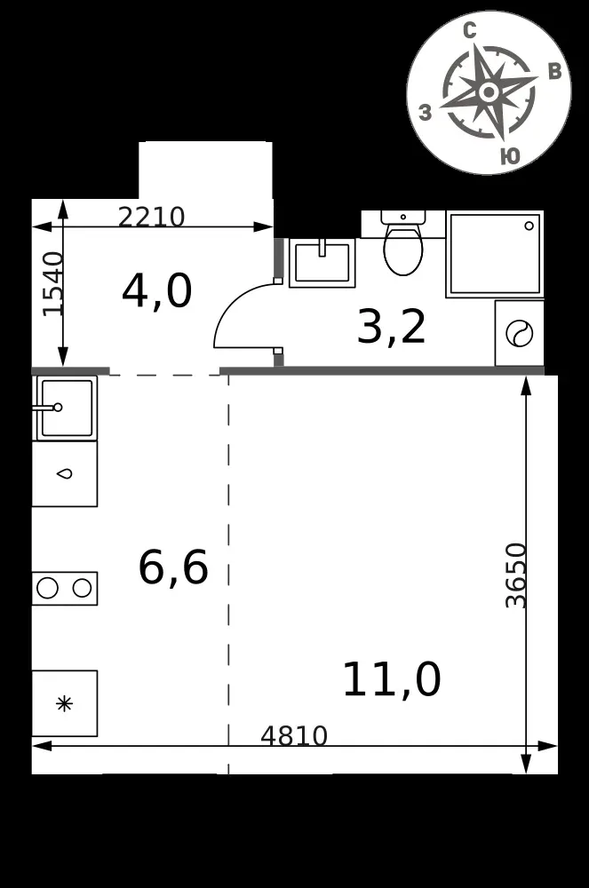 Студия, 24,8 м² — 7 358 420 ₽