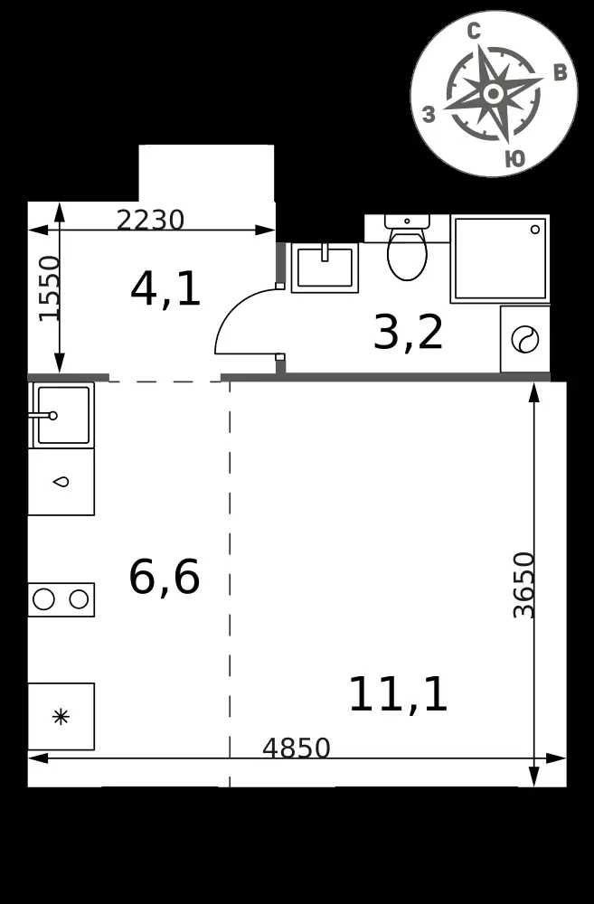 Студия, 25 м² — 7 476 081 ₽