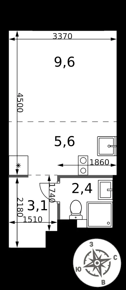 Студия, 20,7 м² — 5 369 125 ₽