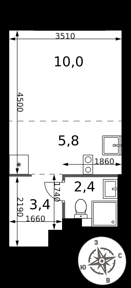 Студия, 21,6 м² — 5 493 614 ₽