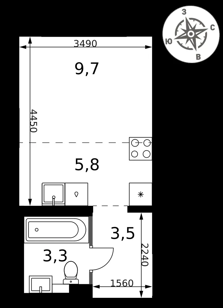 Студия, 22,3 м² — 5 703 091 ₽