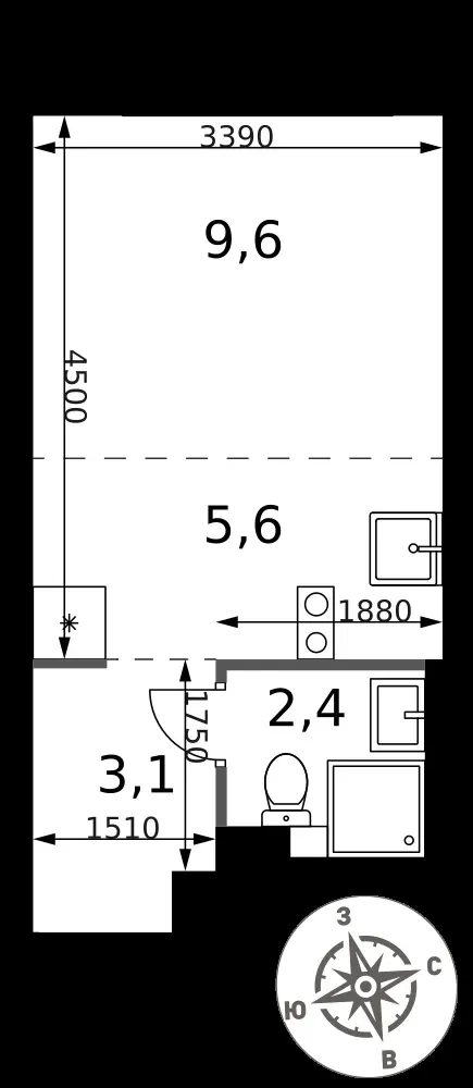 Студия, 20,7 м² — 5 459 480 ₽