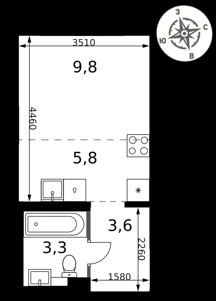 Студия, 22,5 м² — 5 823 360 ₽