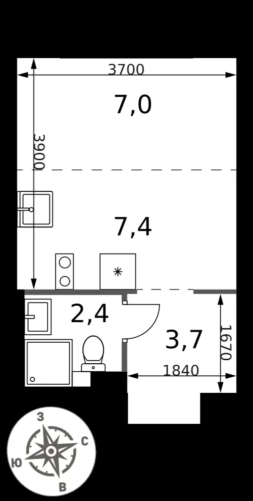 Студия, 20,5 м² — 5 317 249 ₽